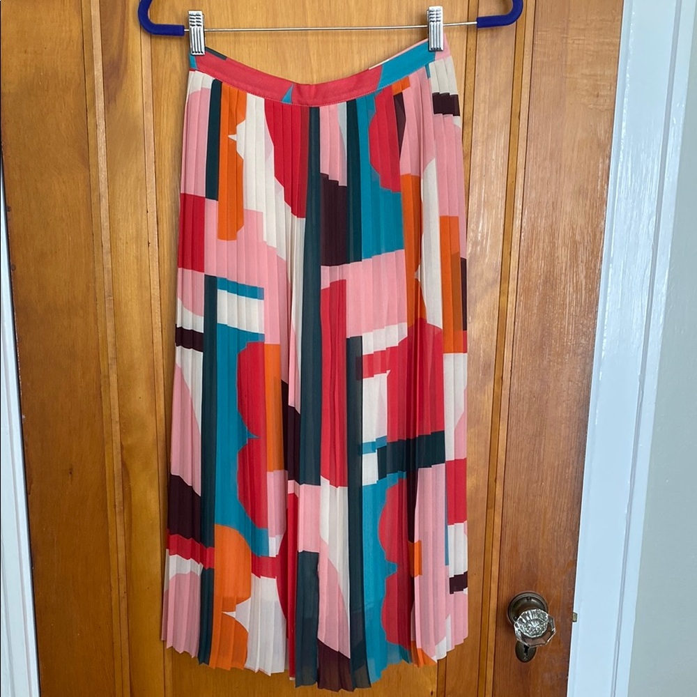 Anthropologie Geometric Pleated Skirt